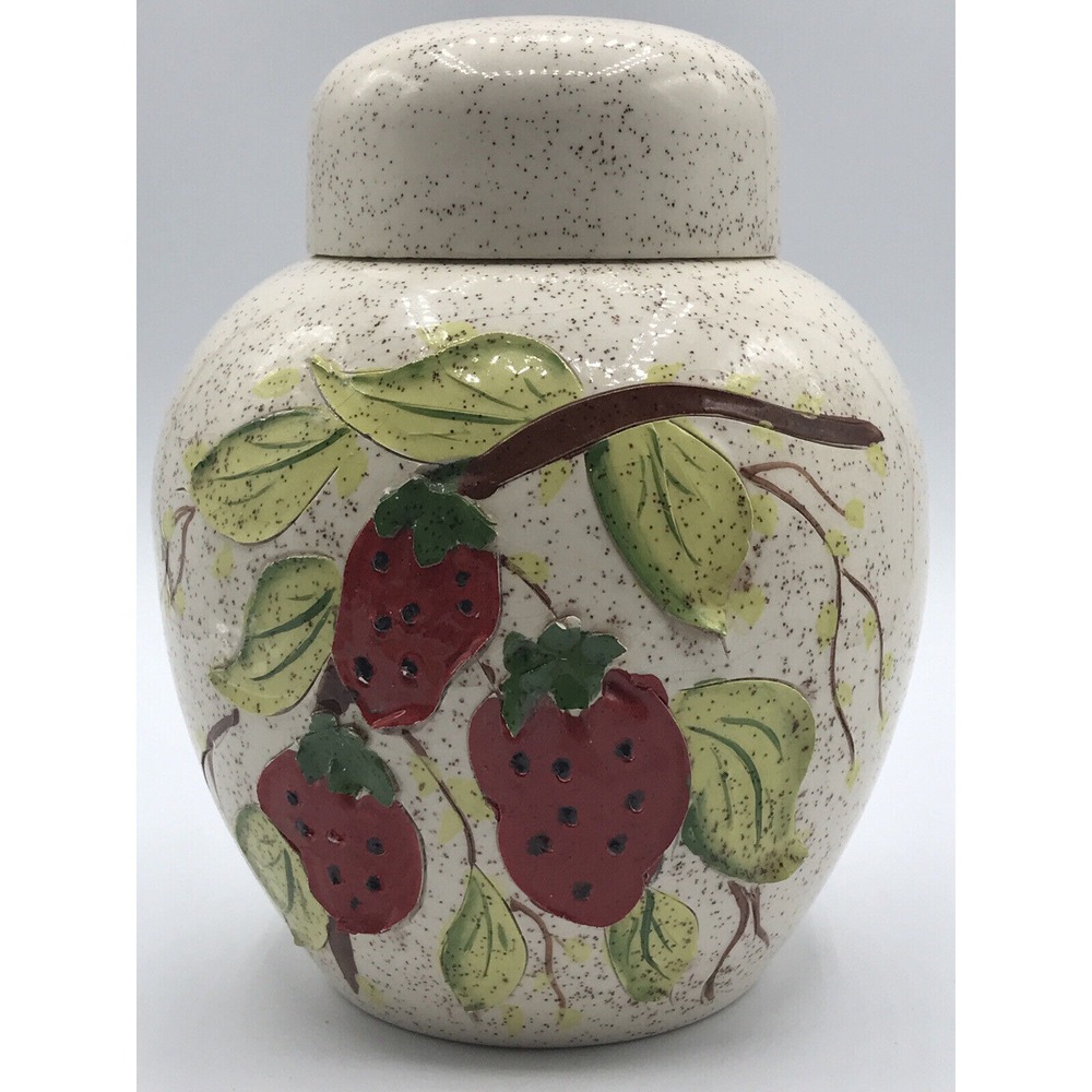 Ginger‎ Jar speckled WILD STRAWBERRY textured  signed!!